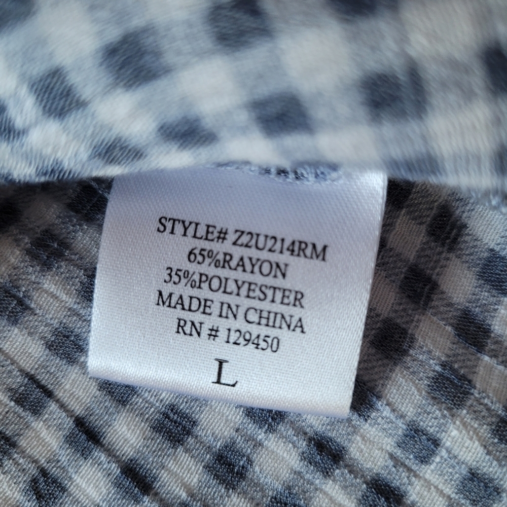 Fred David  Black and White Gingham Blouse Size L - Picture 3 of 9